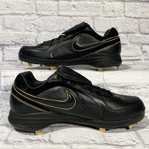 New NIKE Zoom Air PRO Metal BASEBALL Cleats Gold BLACK Leather Mens US 15 $159